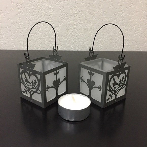 2 Metal and Glass Tealight Candleholder - Picture 1 of 5